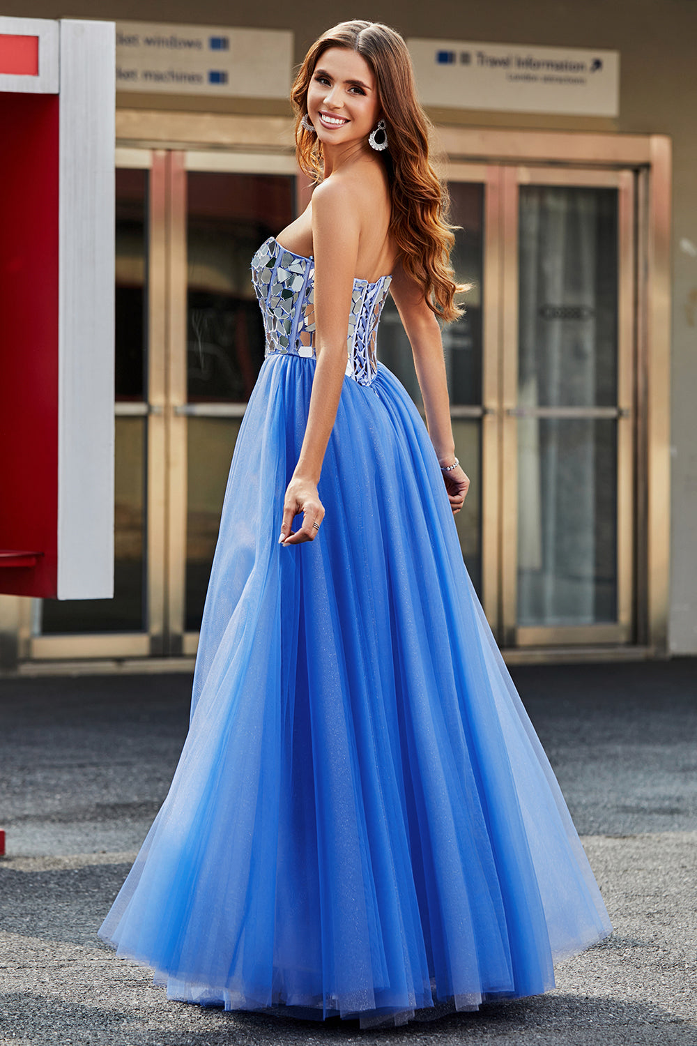 Wedtrend Women Glitter Lilac Prom Dress A-Line Spaghetti Straps Long Tulle Party Gown With Beading WEDTREND Wedtrend Women Glitter Lilac Prom Dress A-Line Spaghetti Straps Long Tulle Party Gown With Beading WEDTREND