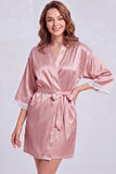 Champagne Satin Robe with Lace - Getting Ready Robe for Brides & Bridesmaids