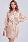 Champagne Satin Robe with Lace - Getting Ready Robe for Brides & Bridesmaids