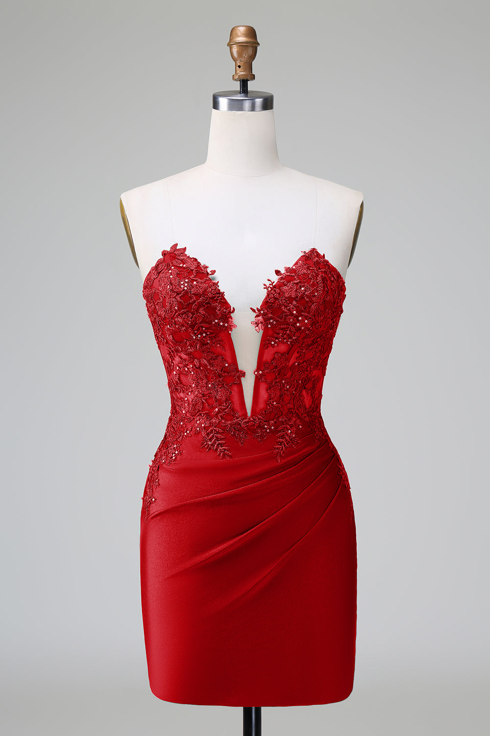 Wedtrend Women Classy Red Bodycon Short Homecoming Dress with Beading Strapless Pleated Cocktail Dress with Appliques WEDTREND Wedtrend Women Classy Red Bodycon Short Homecoming Dress with Beading Strapless Pleated Cocktail Dress with Appliques WEDTREND