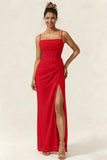 Green Flower Mermaid Corset Chiffon Long Bridesmaid Dress with Slit