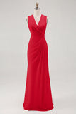 White A Line V-Neck Ruched Engagement Dress