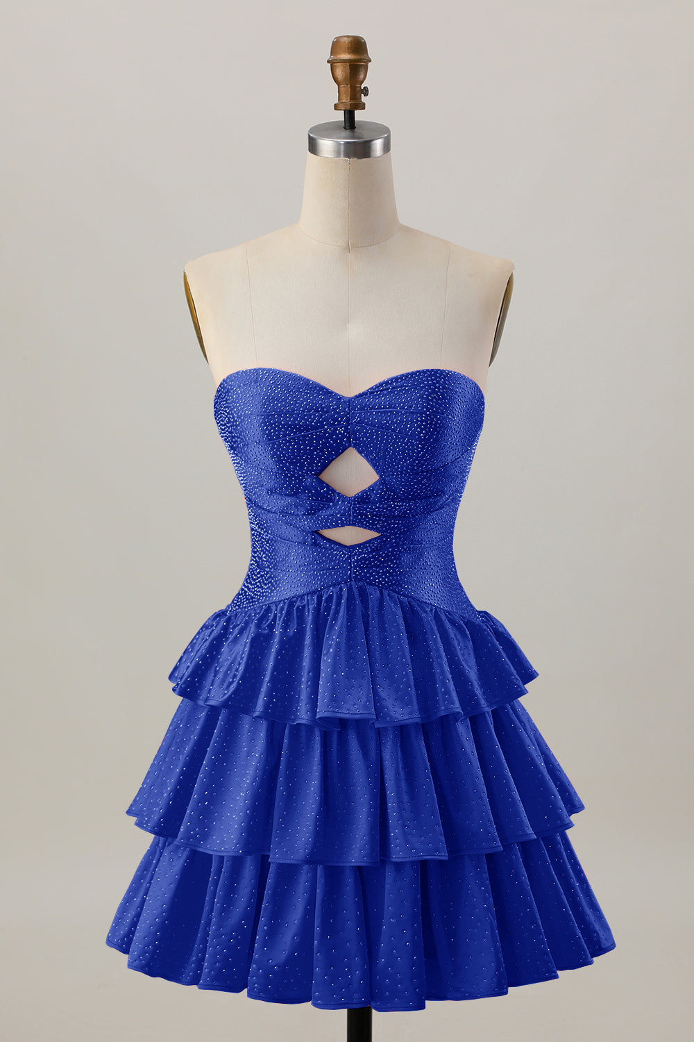 WEDTREND Women Navy Strapless Homecoming Dress with Beading A Line Tiered Cut Out Short Prom Dress WEDTREND Women Navy Strapless Homecoming Dress with Beading A Line Tiered Cut Out Short Prom Dress