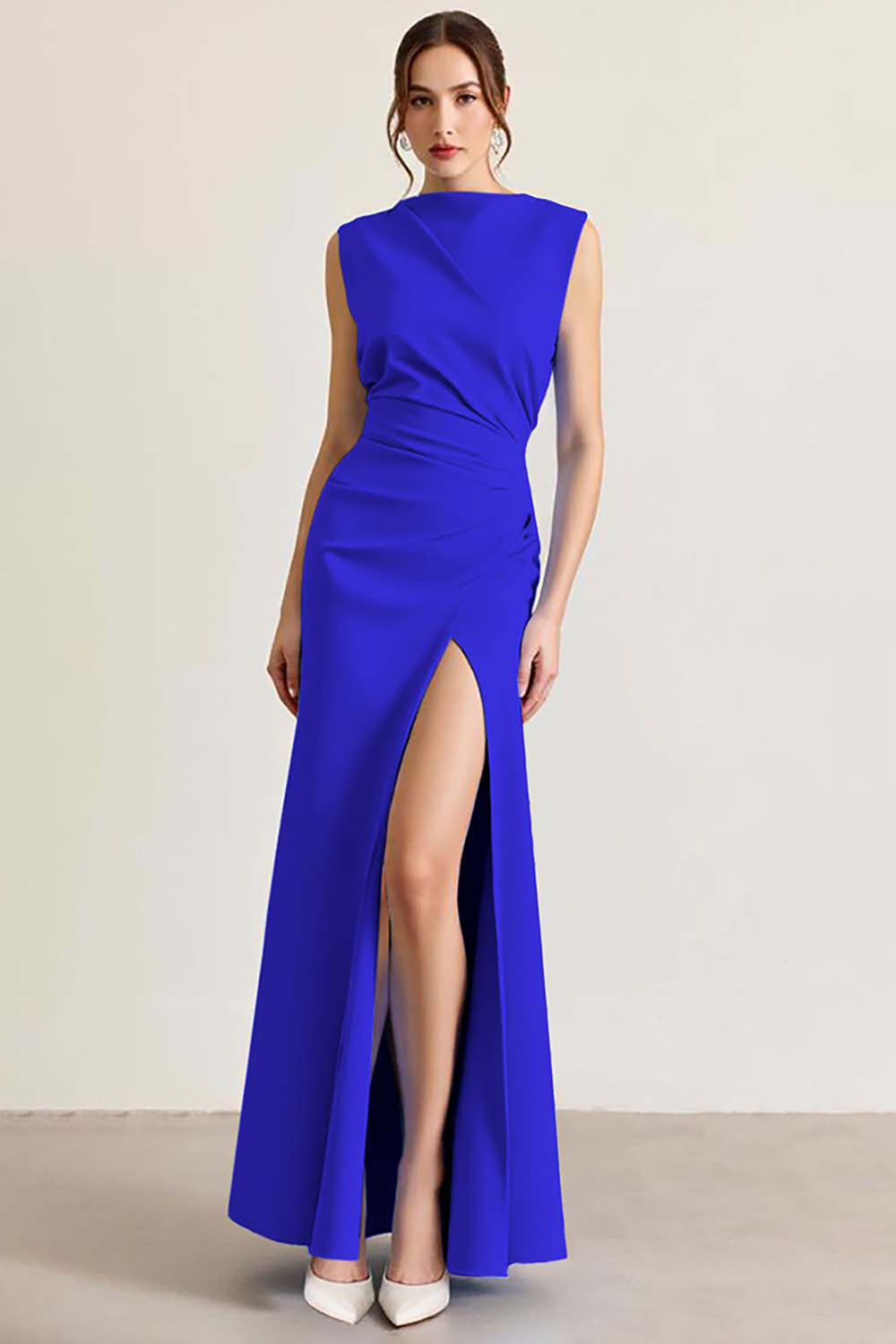 Wedtrend Women Black Formal Dress with Slit Bateau Neck Sheath Long Party Dress, Royal Blue / US4 Wedtrend Women Black Formal Dress with Slit Bateau Neck Sheath Long Party Dress, Royal Blue / US4