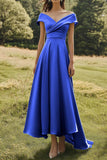 Off The Shoulder Sage Slim Formal Dress with Wide Hem