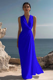 White A Line V-Neck Ruched Engagement Dress