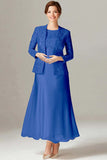 A Line Champagne Chiffon 2-Pieces Mother of the Bride Dress