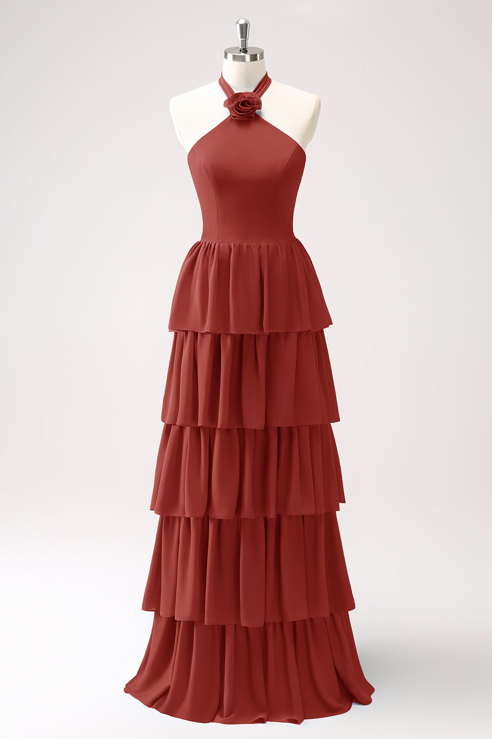 Wedtrend Women Dark Green Bridesmaid Dress with Flower A Line Halter Tiered Chiffon Long Wedding Party Guest Dress WEDTREND Wedtrend Women Dark Green Bridesmaid Dress with Flower A Line Halter Tiered Chiffon Long Wedding Party Guest Dress WEDTREND