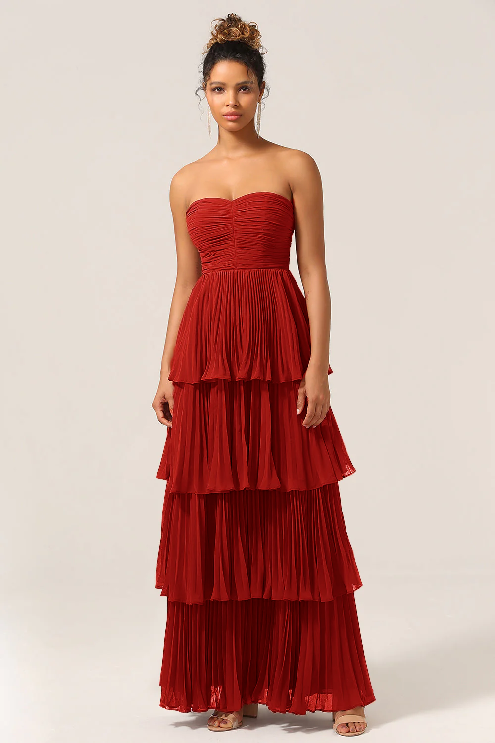 Wedtrend Women Burgundy Bridesmaid Dress A-Line Sweetheart Tiered Chiffon Wedding Party Dress, Burgundy / US2 Wedtrend Women Burgundy Bridesmaid Dress A-Line Sweetheart Tiered Chiffon Wedding Party Dress, Burgundy / US2