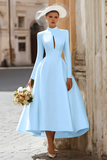 Satin A-Line Ivory Cut Out Midi Courthouse Wedding Dress