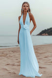 White A Line V-Neck Engagement Dress With 3D Flowers