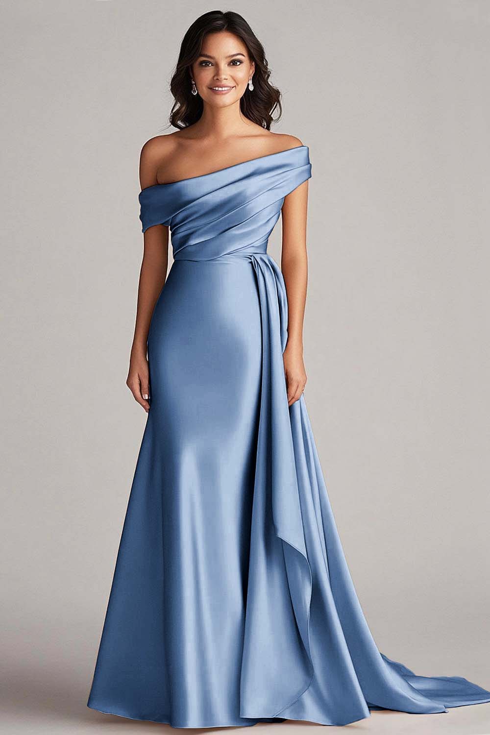 WEDTREND Women One Shoulder Formal Dress Pleated Champagne Sheath Long Red Carpet Dress WEDTREND Women One Shoulder Formal Dress Pleated Champagne Sheath Long Red Carpet Dress