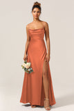 A-Line Spaghetti Straps Floor-Length Satin Bridesmaid Dress With Sleeveless