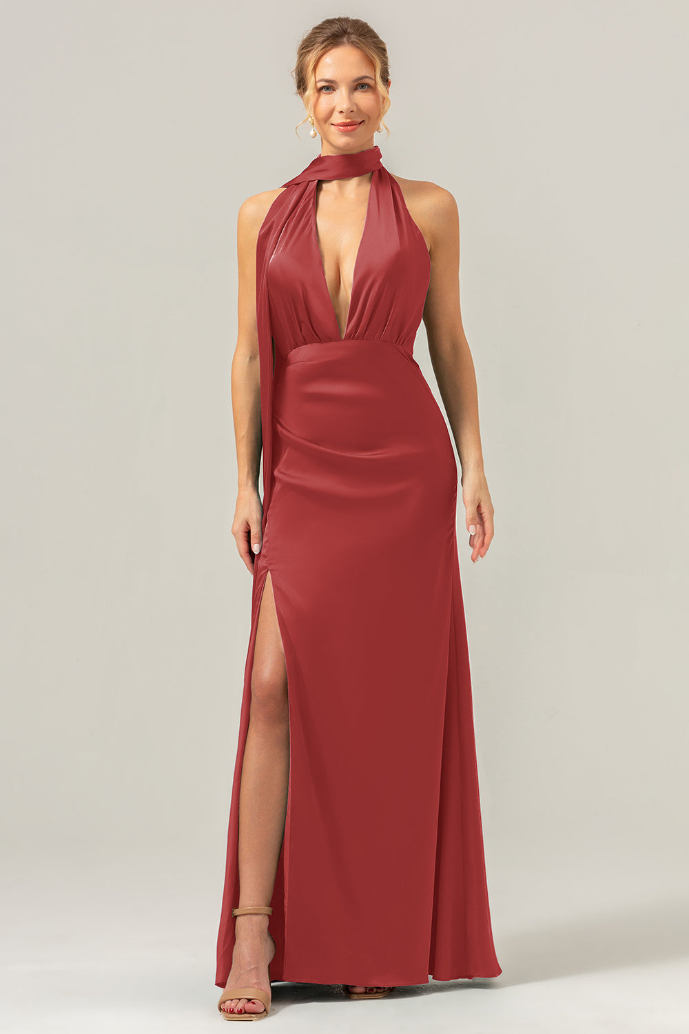 Wedtrend Women Peacock Satin Bridesmaid Dress with Streamer Sheath Deep V Neck Open Back Long Wedding Guest Dress WEDTREND Wedtrend Women Peacock Satin Bridesmaid Dress with Streamer Sheath Deep V Neck Open Back Long Wedding Guest Dress WEDTREND
