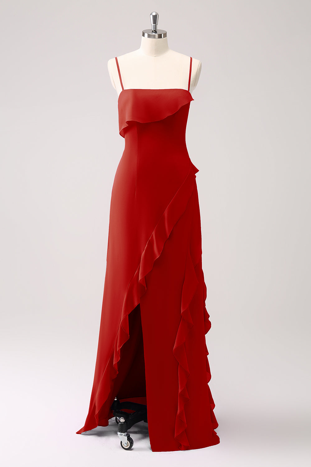 Wedtrend Women Sheath Bridesmaid Dress with Slit Spaghetti Straps Ruffle Long Wedding Party Guest Dress, Terracotta / US16 Wedtrend Women Sheath Bridesmaid Dress with Slit Spaghetti Straps Ruffle Long Wedding Party Guest Dress, Terracotta / US16
