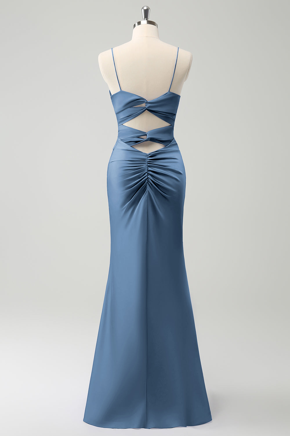 Wedtrend Women Elegant Dark Green Bridesmaid Dress Mermaid Front Criss Cross Pleated Long Wedding Party Guest Dress, Dusty Blue / US12