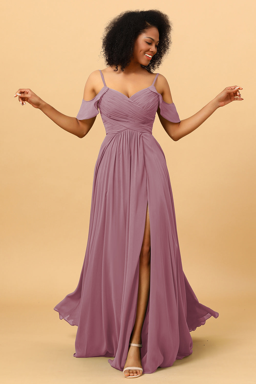 Wedtrend Women A Line Spaghetti Straps Long Chiffon Bridesmaid Dress With Slit WEDTREND Wedtrend Women A Line Spaghetti Straps Long Chiffon Bridesmaid Dress With Slit WEDTREND