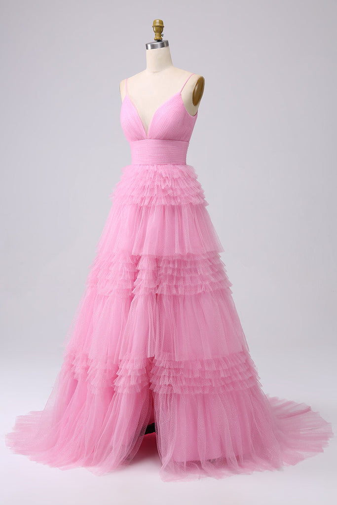 Red A-line Spaghetti Straps Midi Length Prom Dress With Pleats Y701 main image 1