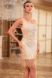 Sparkly Sheath One Shoulder Blue Sequins Gatsby Dress