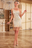 Sparkly Golden Sheath One Shoulder Sequins Gatsby Dress