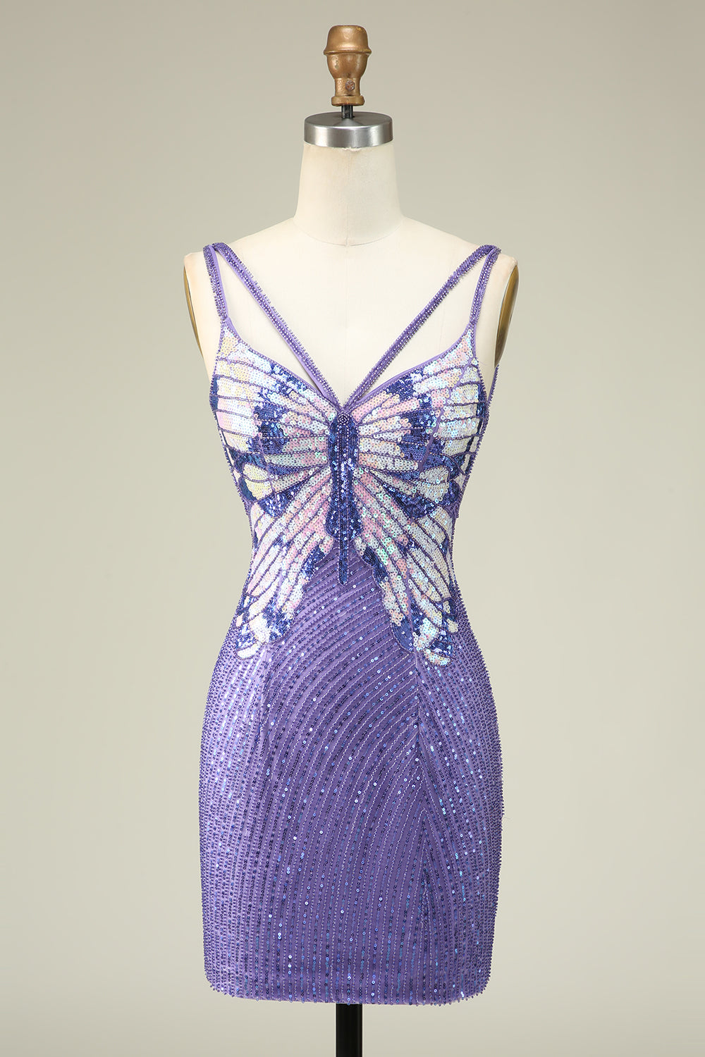Wedtrend Women Sparkly Purple Short Homecoming Dress with Lace-Up Back Sheath Sequins Cocktail Party Dress, Purple / US12