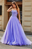 Lilac Strapless Princess Tulle Prom Dress With Sequins