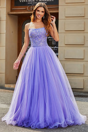 Lilac Strapless Princess Tulle Prom Dress With Sequins