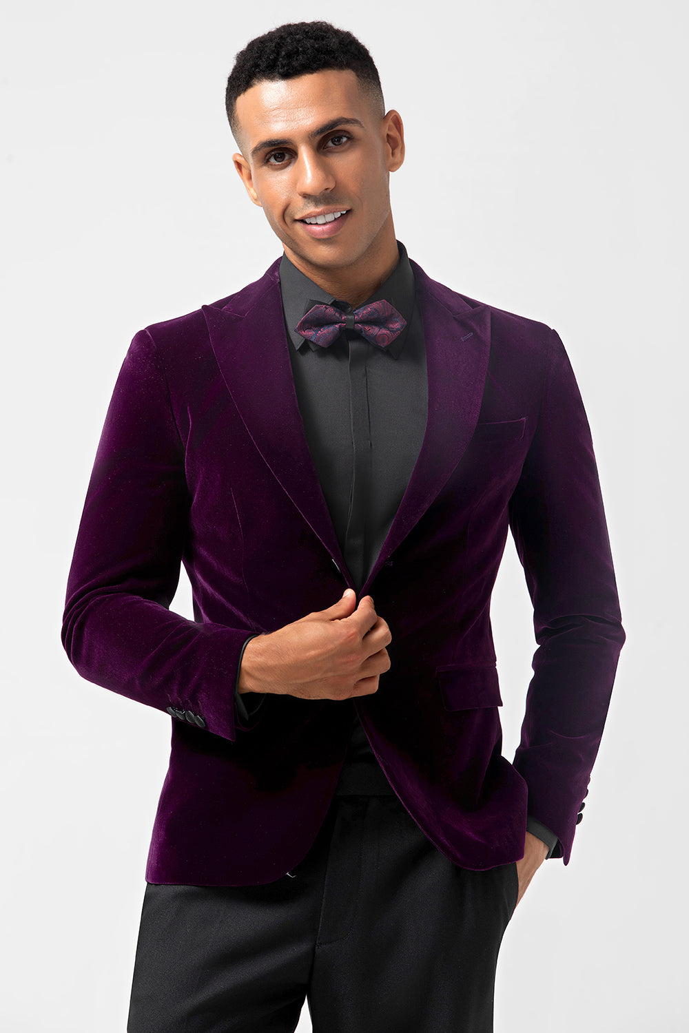 Wedtrend Men's Wedding Suits Dark Purple Peak Lapel One Button