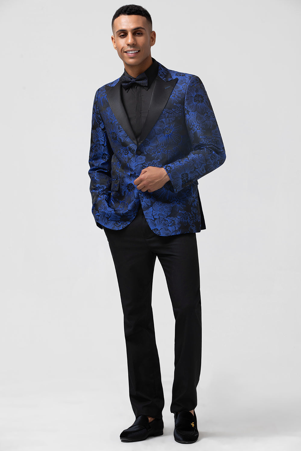 Wedtrend Men's Wedding Suits Royal Blue Peak Lapel Jacquard Single