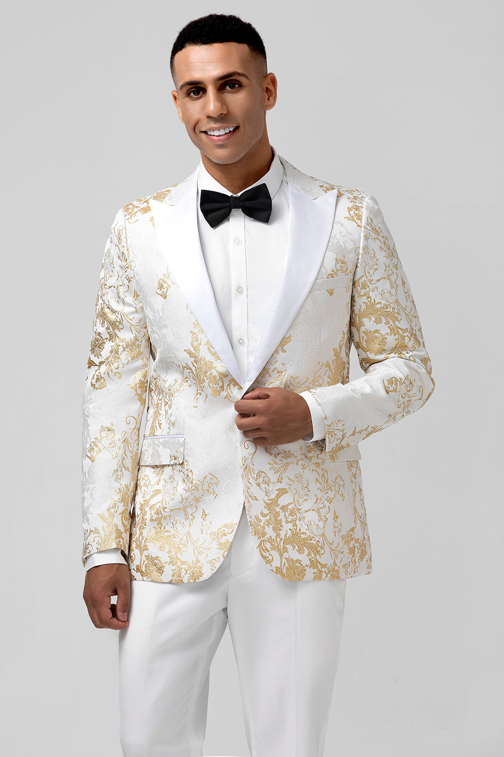 Wedtrend Men's Wedding Suits Champagne Peak Lapel One Button Jacquard 2 Piece Prom Suits, Champagne / 46 Wedtrend Men's Wedding Suits Champagne Peak Lapel One Button Jacquard 2 Piece Prom Suits, Champagne / 46