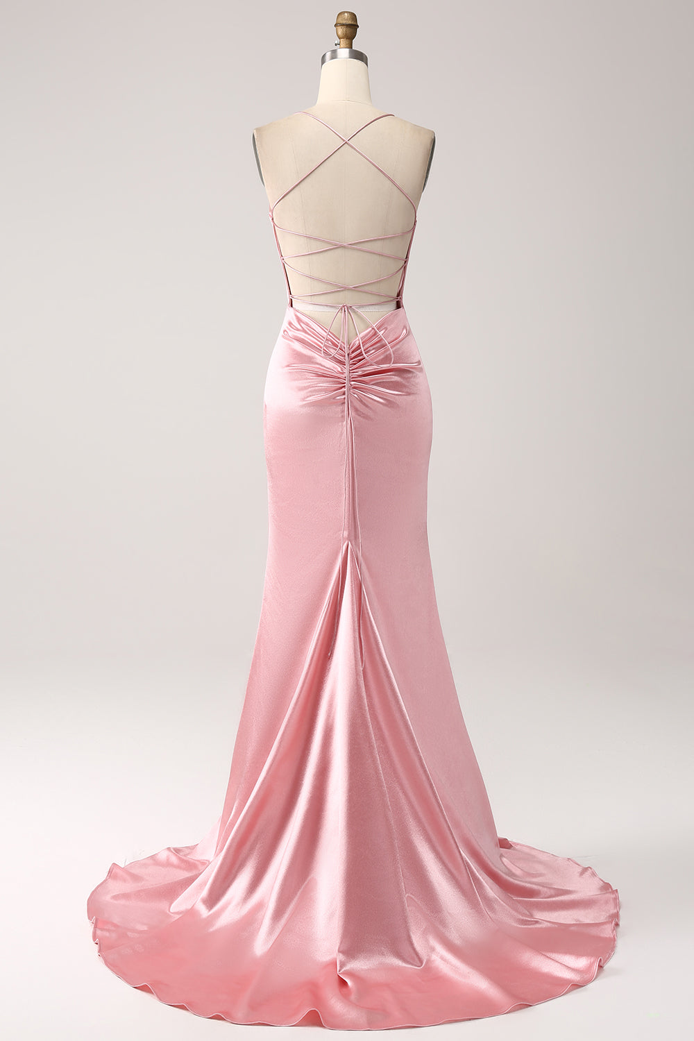 blush prom dresses mermaid Pink Mermaid Tulle Prom Dress with Slit L