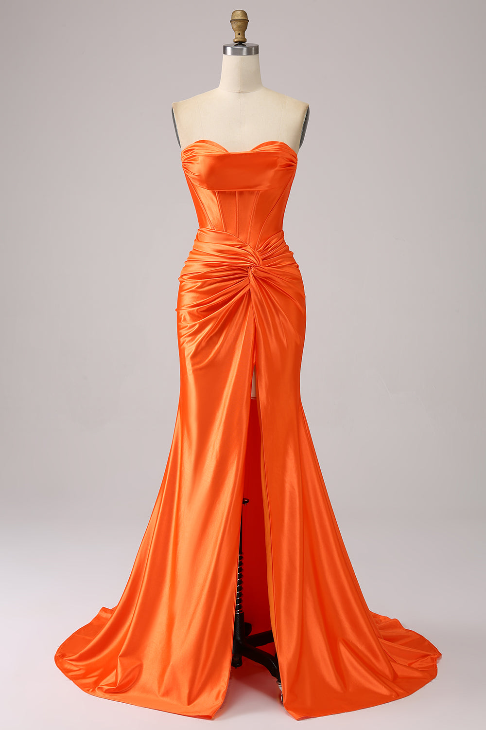 Wedtrend Women Orange Prom Dress Mermaid Sweetheart Corset Pleated Long Evening Dress with Slit – WEDTREND