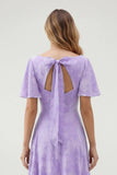 A Line Sage Green Floral Jacquard Flutter Sleeves Maxi Dress with Bow Back