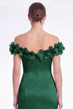 Off the Shoulder Dark Green Mermaid Satin Mother of the Bride Dress