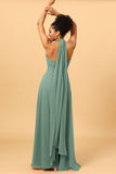 A Line Convertible Floor-Length Chiffon Bridesmaid Dress