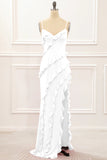 Spaghetti Straps Jade Tiered Mermaid Bridesmaid Dress With Slit