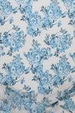 A-Line White Blue Floral Off The Shoulder Tiered Long Bridesmaid Dress