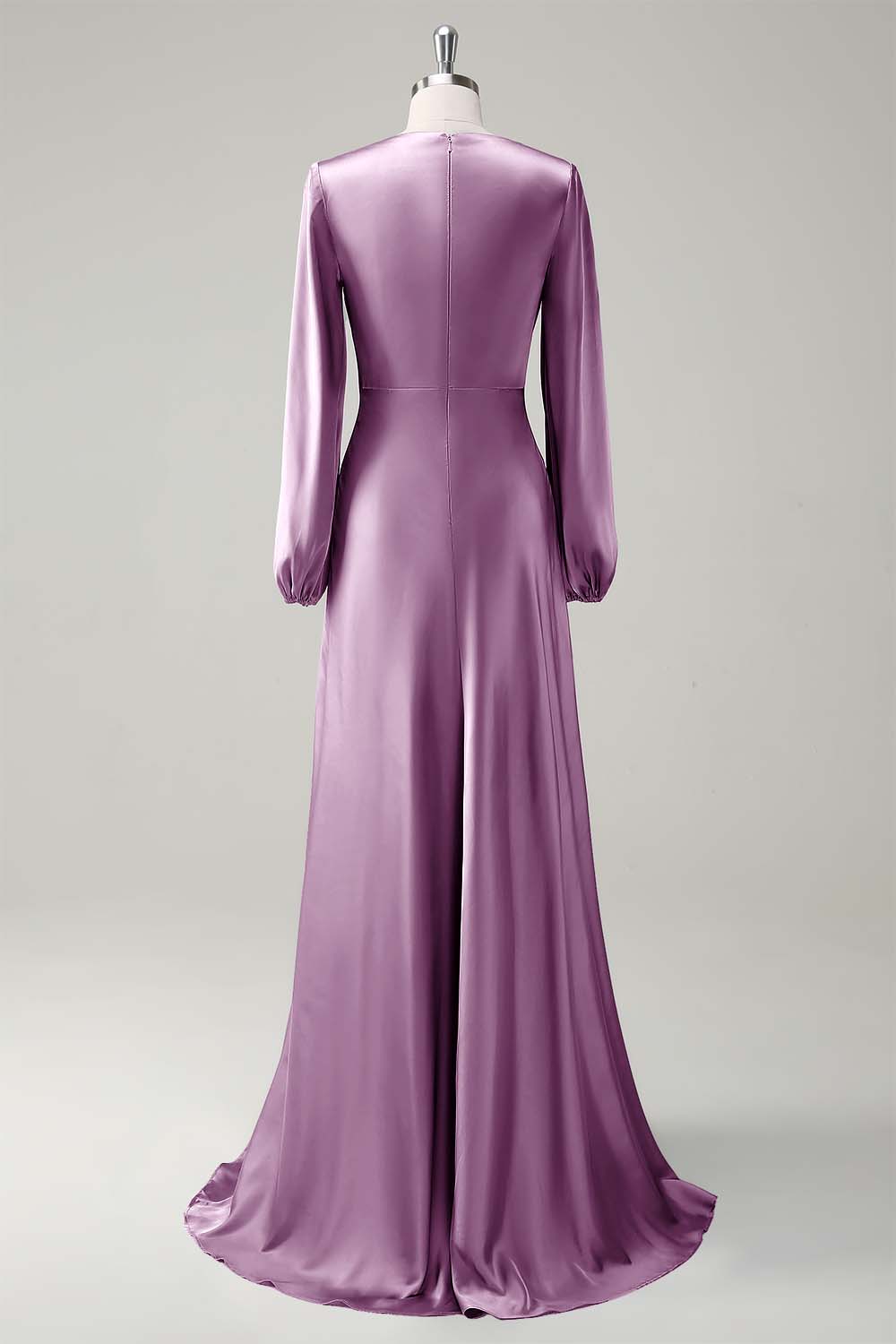Wedtrend Women Agave Long Bridesmaid Dress with Long Sleeves A Line Round Neck Satin Wedding Party Dress WEDTREND Wedtrend Women Agave Long Bridesmaid Dress with Long Sleeves A Line Round Neck Satin Wedding Party Dress WEDTREND