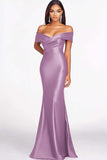 Dusty Sage Mermaid Off The Shoulder Satin Long Formal Dress