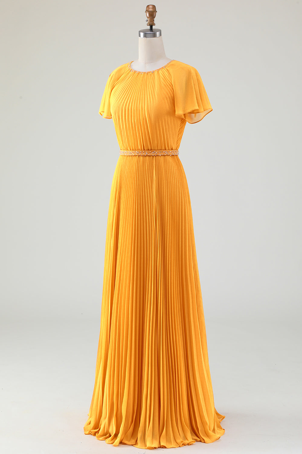 pleated dresses round neck Loradia | Dark PLUM Satin Round-Neck Maxi Dress With Cape-Sleeves And Pleated-Skirt