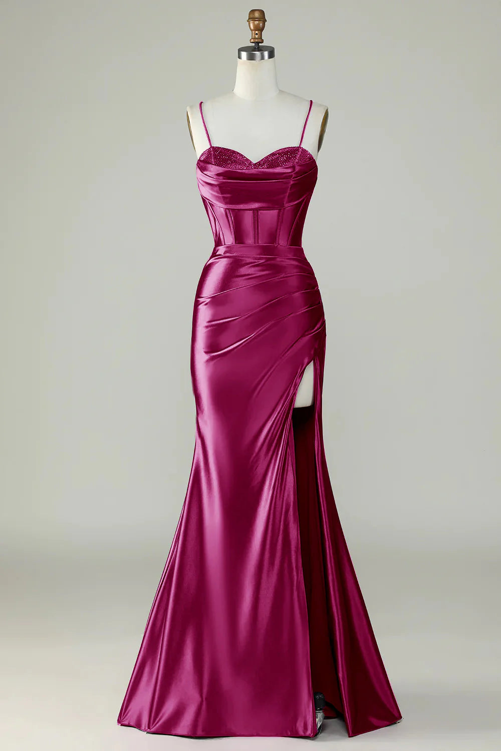 Wedtrend Women Dark Purple Long Prom Dress Spaghetti Straps Mermaid Formal Dress With Slit WEDTREND Wedtrend Women Dark Purple Long Prom Dress Spaghetti Straps Mermaid Formal Dress With Slit WEDTREND