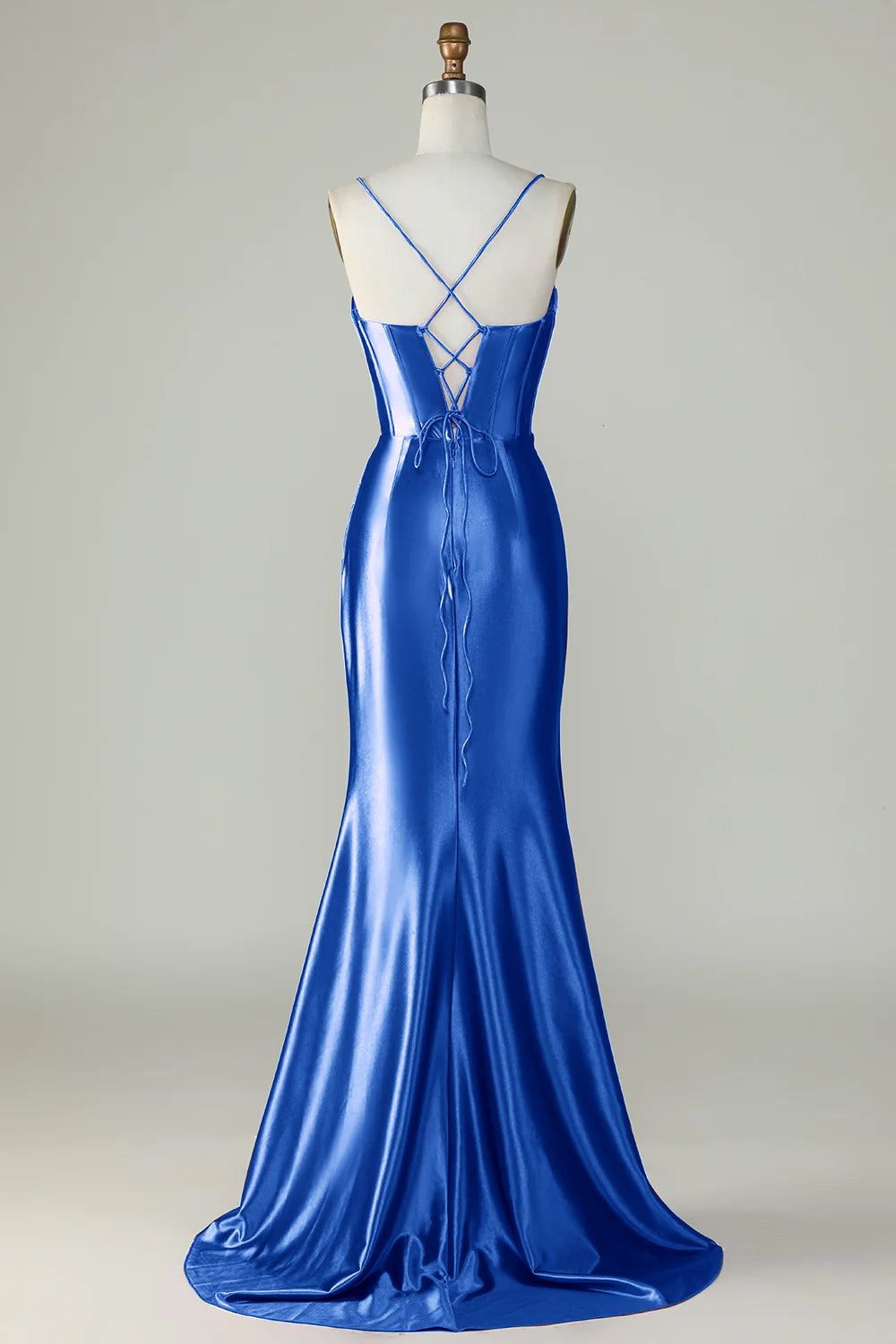 women's royal blue dress for wedding Elegant Royal V Neck Women's Royal Blue Formal Dress Royal Blue Long Satin Lace-up A-line Prom Dress, Royal Blue Wedding Pa Cutedressy