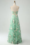 Light Green A-Line Sweetheart Corset Long Prom Dress with Embroidery