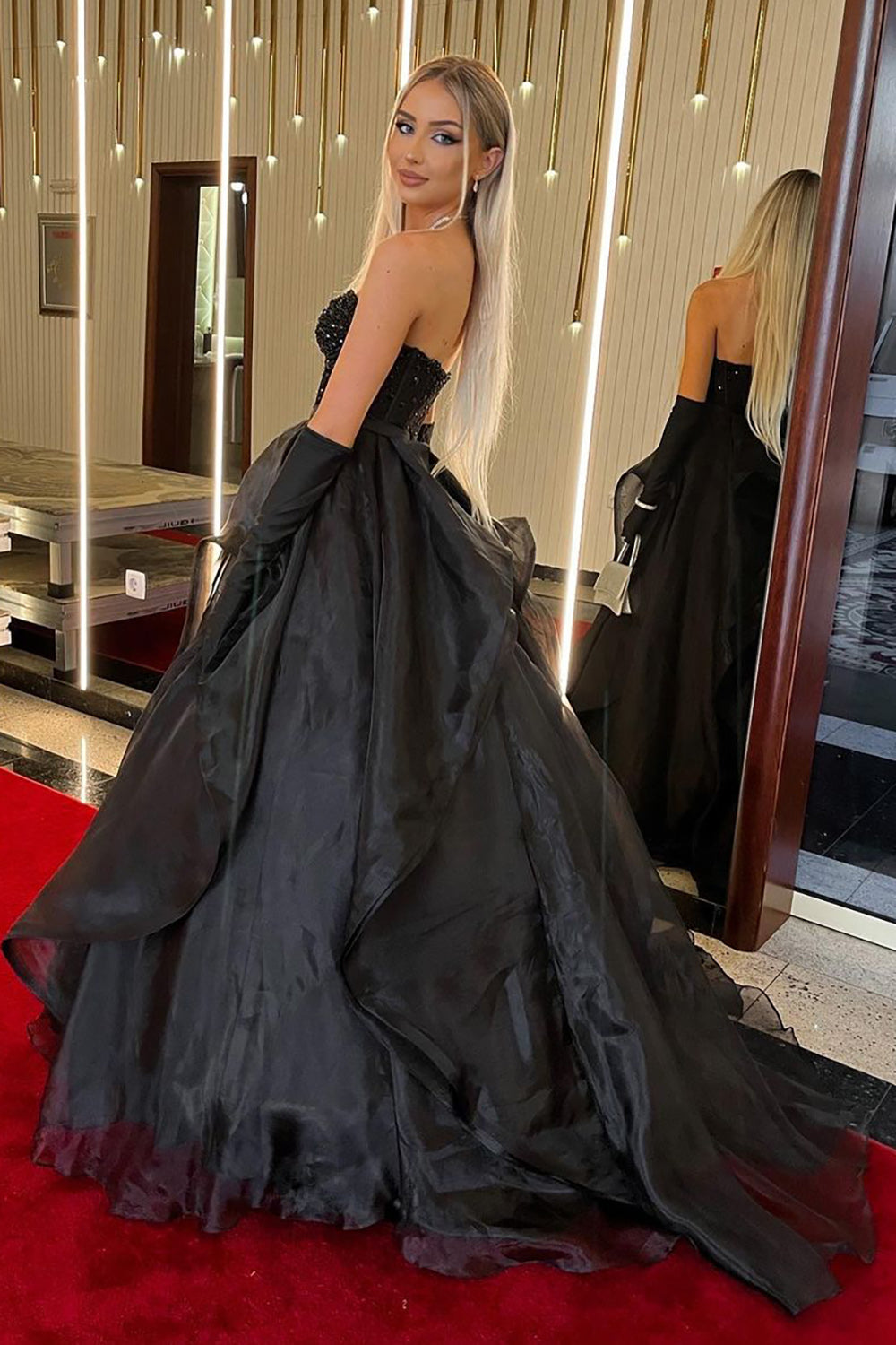 Wedtrend Women Black Bridal Dress A Line Sweetheart Strapless Long Black Prom Dress with Beading WEDTREND Wedtrend Women Black Bridal Dress A Line Sweetheart Strapless Long Black Prom Dress with Beading WEDTREND