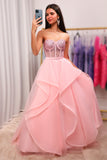 A Line Sweetheart Strapless Long Black Prom Dress with Beading