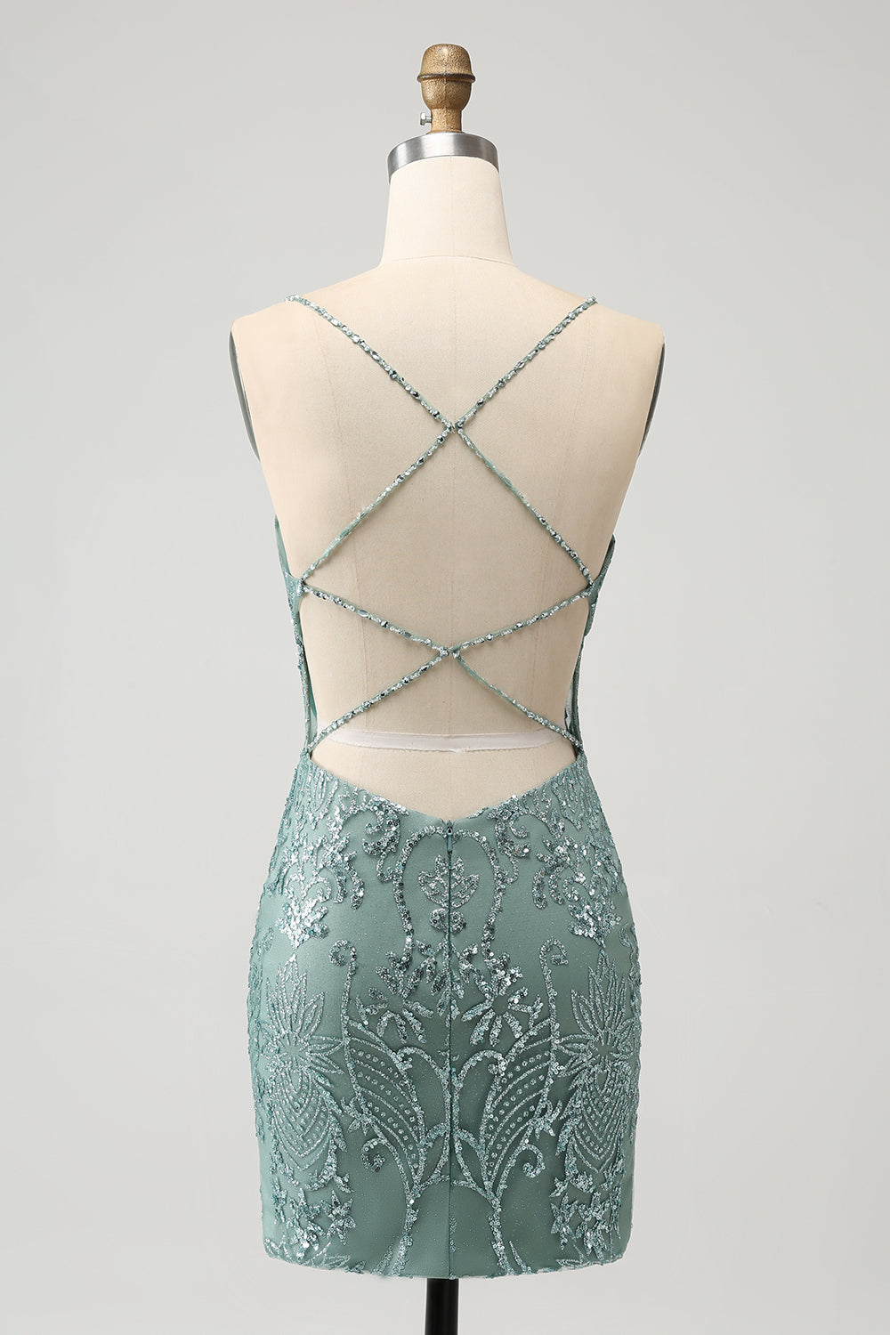 Wedtrend Women Green Bodycon Short Homecoming Dress Beaded Spaghetti Straps Cocktail Dress with Criss Cross Back WEDTREND Wedtrend Women Green Bodycon Short Homecoming Dress Beaded Spaghetti Straps Cocktail Dress with Criss Cross Back WEDTREND