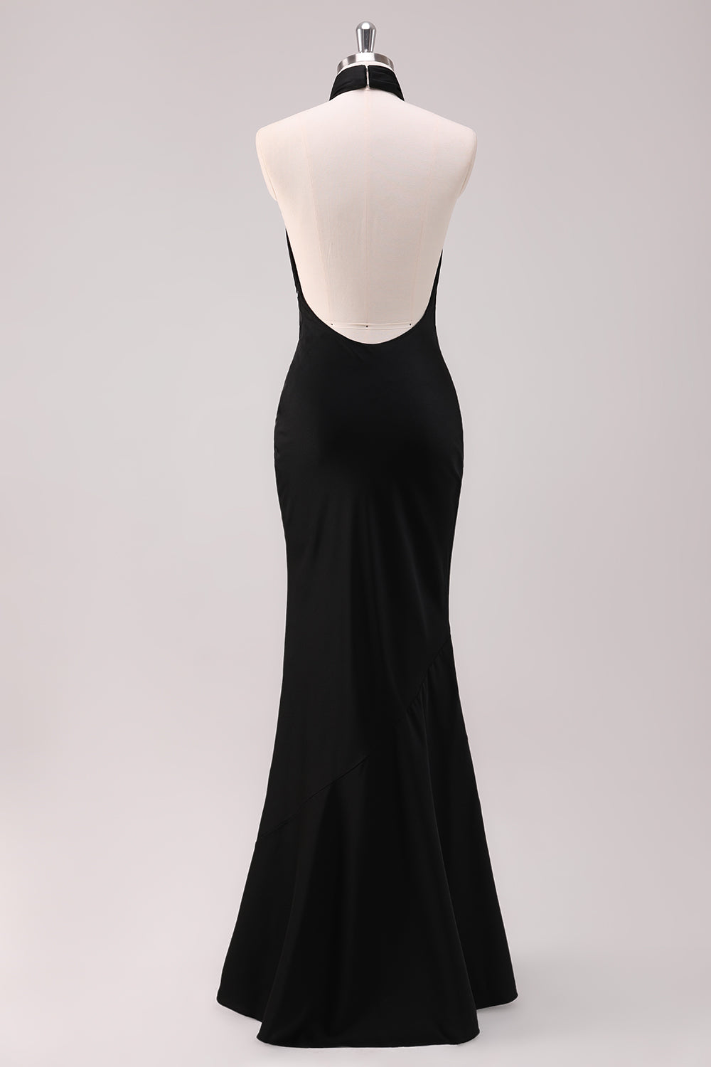 Wedtrend Women Black Satin Bridesmaid Dress Mermaid Halter Open Back Floor Length Wedding Party Dress WEDTREND Wedtrend Women Black Satin Bridesmaid Dress Mermaid Halter Open Back Floor Length Wedding Party Dress WEDTREND
