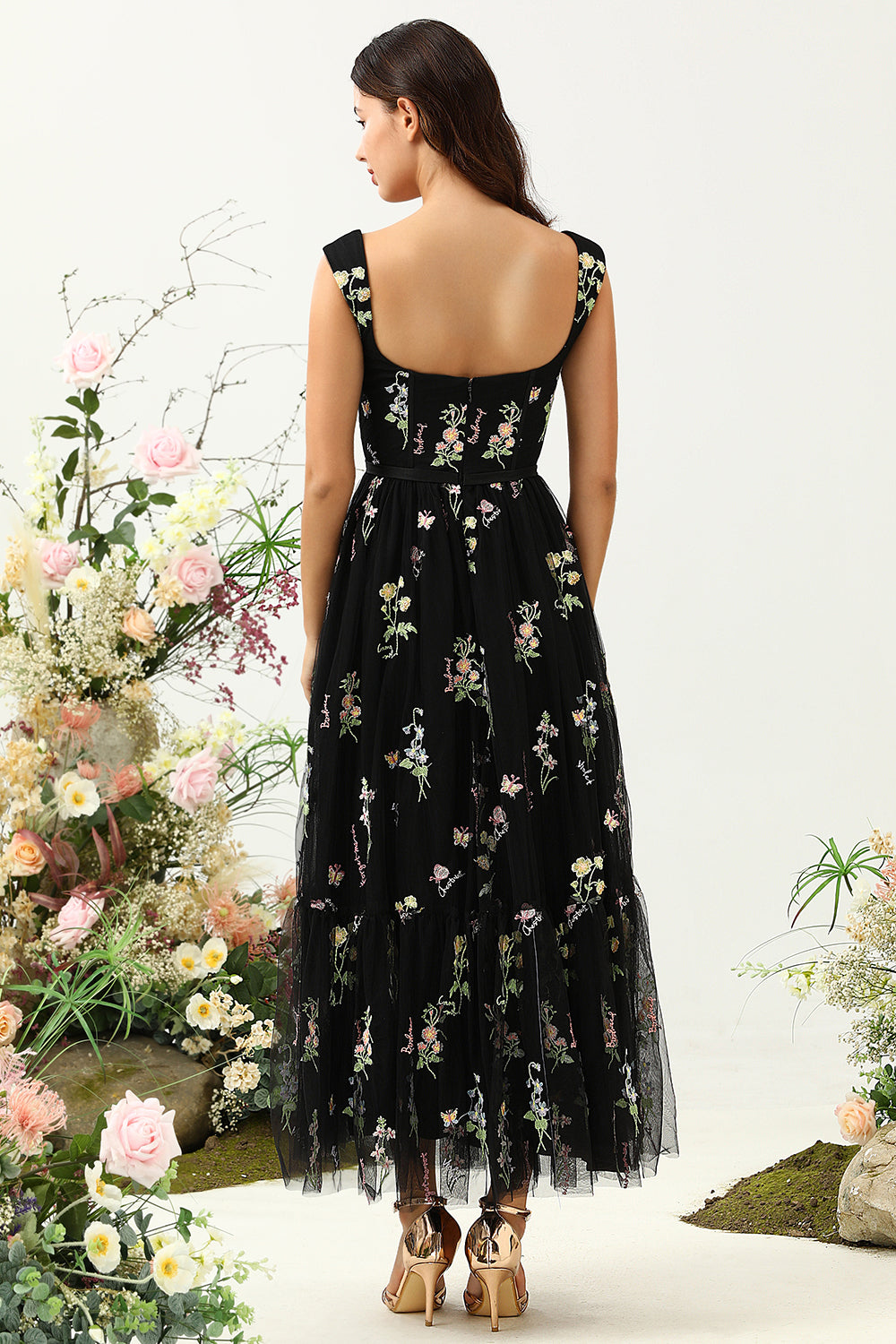Wedtrend Women Bridesmaid Dress Black A Line Sweetheart Long Prom Dress with Embroidery WEDTREND Wedtrend Women Bridesmaid Dress Black A Line Sweetheart Long Prom Dress with Embroidery WEDTREND