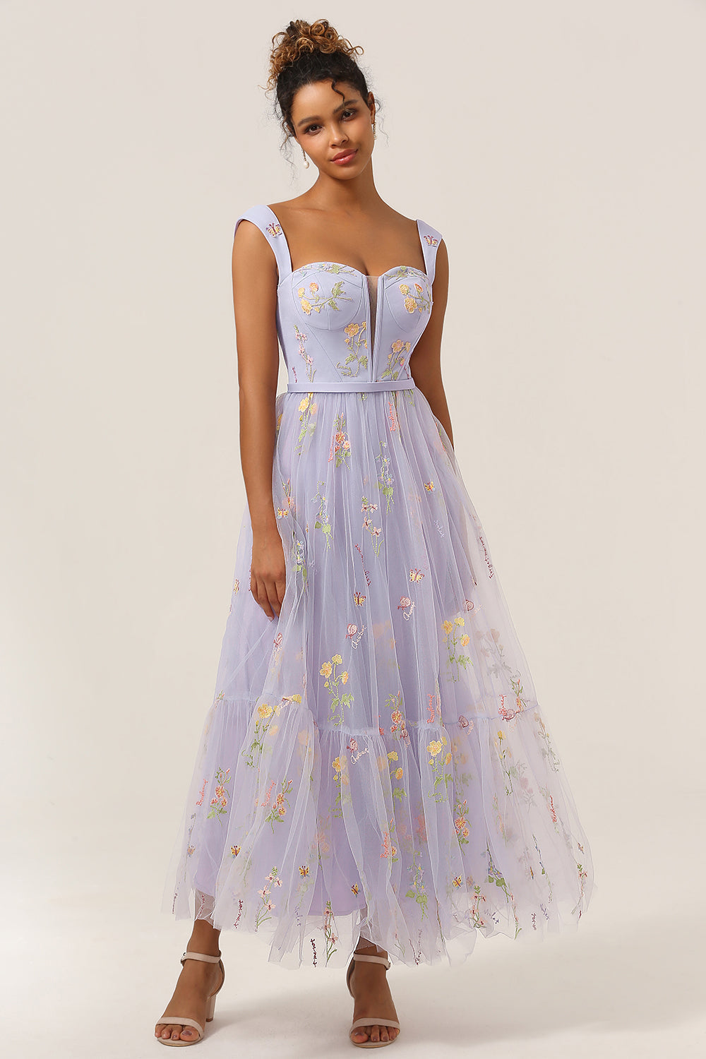 Wedtrend Women Lilac Prom Dress A Line Sweetheart Tea Length Formal Dress with Embroidery WEDTREND Wedtrend Women Lilac Prom Dress A Line Sweetheart Tea Length Formal Dress with Embroidery WEDTREND