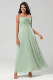 A-Line Spaghetti Straps Chiffon Bridesmaid Dress With Beading